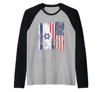 Drapeau des États-Unis d'Israël Vieilli - Demi américain Manche Raglan