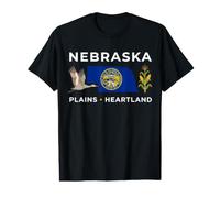 Drapeau des États-Unis du Nebraska Sandhill Crane Corn Heartland Voyage Art T-Shirt Graphique avec Valeur