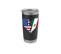 Drapeau des États-Unis et du Mexique - Symbole cœur brisé - Design vintage Gobelet isotherme en acier inoxydable double paroi