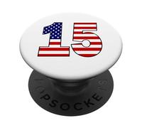 Drapeau des États-Unis numéro 15 Anniversaire Patriotique - Cadeau de Naissance en 2015 PopSockets PopGrip Adhésif