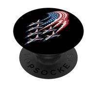 Drapeau des États-Unis Patriotique Jets Indépendance Day 4 Juillet PopSockets PopGrip Adhésif