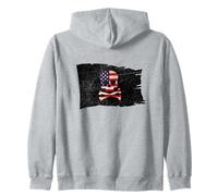 Drapeau des États-Unis Pirate crâne os croisé Drapeau américain étoiles Rayures Sweat à Capuche