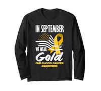 Drapeau des États-Unis pour la Sensibilisation au Cancer de l'enfance Manche Longue