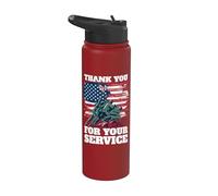 Drapeau des États-Unis « Thank You For Your Service » - Jour commémoratif des anciens combattants Stainless Steel Insulated Water Bottle