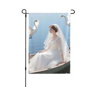 Drapeau des fêtes Lady And Big Goose - Bannière imprimée double face - Décoration de fête - 71,1 x 101,6 cm