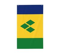 Drapeau des Grenadines de Saint-Vincent - 9,6 x 1,5 m - Bannière de vœux avec œillets - Décoration d'intérieur ou d'extérieur