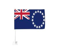 Drapeau des îles Cook pour voiture - Clip pour fenêtre extérieure - 30 x 45 cm - Double face - Décoration de voiture