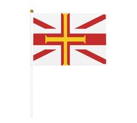Drapeau des îles de Guernesey Mini drapeaux à main - Idéal pour les événements en plein air, l'esprit d'équipe et les décorations, 14 x 20,8 cm
