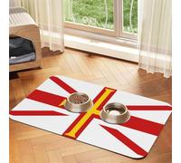 Drapeau des îles de Guernesey Tapis d'alimentation pour chiens et chats - Facile à nettoyer et portable, tapis distributeur d'eau à séchage rapide pour chien et chat (76,2 x 114,3 cm, noir)
