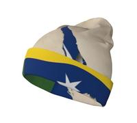 Drapeau des îles Salomon Map02 - Casquette élastique - Bonnet tricoté élégant - Chaud - Bonnet d'hiver doux unisexe - Noir