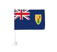 Drapeau des îles Turques-Caïques pour voiture - Clip pour fenêtre extérieure - 30 x 45 cm - Décoration de voiture double face