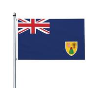 Drapeau des îles Turques et Caïques - Drapeau imprimé des deux côtés - Drapeaux décoratifs pour l'intérieur et l'extérieur - Avec œillets - Convient pour le jardin et la terrasse.