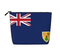 Drapeau des îles Turques et Caïques - Trousse de maquillage portable en faux chanvre - Organisateur de voyage pour femme - Grande capacité - Poche zippée