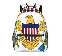 Drapeau des îles Vierges américaines Sacs à dos d'art blanc Sac à bandoulière antivol léger et polyvalent Grande capacité Sac à dos de voyage et de camping avec poches latérales