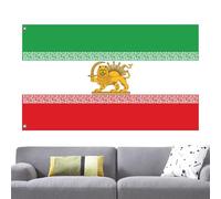 Drapeau Des Lions - Drapeau En Polyester Résistant À La Décoloration, Ancienne Bannière Historique De L'Iran, Bannière À Double Avec Motif Lion Et Soleil | Pour Intérieur Extérieur Chambre Sal