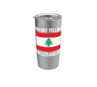 Drapeau des pays libanais avec citation « I'm Not Yelling » Gobelet isotherme en acier inoxydable double paroi