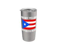 Drapeau des pays portoricains « I'm Not Yelling » Gobelet isotherme en acier inoxydable double paroi