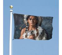 Drapeau des peuples autochtones et des loups de 61 x 88,9 cm pour l'extérieur - Couleurs vives et résistant à la décoloration - Robuste - Double couture - Décoration de jardin - Maison - Avec œillets