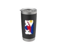 Drapeau des Philippines - Corée du Sud - Demi Corée - Moitié Philippine Gobelet isotherme en acier inoxydable double paroi