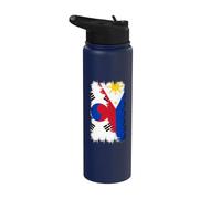 Drapeau des Philippines - Corée du Sud - Demi Corée - Moitié Philippine Stainless Steel Insulated Water Bottle