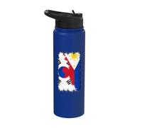 Drapeau des Philippines - Corée du Sud - Demi Corée - Moitié Philippine Stainless Steel Insulated Water Bottle