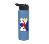 Drapeau des Philippines - Corée du Sud - Demi Corée - Moitié Philippine Stainless Steel Insulated Water Bottle