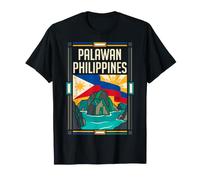 Drapeau des Philippines du Palawan, îles calcaires, Art rétro côtier T-Shirt