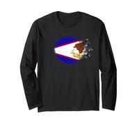 Drapeau des Samoa américaines en Spray Style éclaboussures de Peinture Manche Longue