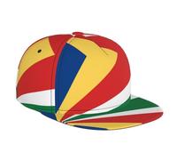 Drapeau des Seychelles Impression Casquette de baseball à bord plat, taille réglable, chapeau décontracté coupe-vent pour randonnée et camping Noir