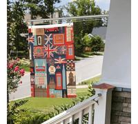 Drapeau des symboles de l'Angleterre - 61 x 91 cm - Pour extérieur et intérieur - Pour le printemps, l'été, l'automne et l'hiver - Drapeaux de jardin avec œillets verticaux double face - Bannière pour