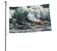 Drapeau des vagues de la mer 61 x 0,9 m - Impression double face - Drapeau de jardin pour l'extérieur - Bannière cadeau avec œillets - Toile de fond pour photo pour décoration intérieure et extérieure