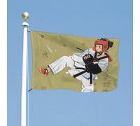 Drapeau design taekwondo de 61 x 88,9 cm pour l'extérieur - Couleurs vives et résistant à la décoloration - Double couture - Bannière de décoration de jardin et maison avec œillets métalliques