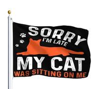 Drapeau Désolée pour le retard, mon chat était extérieur drapeaux