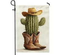 Drapeau d'été pour plantes du désert - Beige - Bottes de cowboy occidentales - Bannière de jardin - Double face en toile de jute - Décoration extérieure de pelouse - 30,5 x 45,7 cm