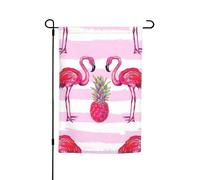 Drapeau d'été tropical imprimé flamant rose et ananas pour jardin, maison, cour, drapeau extérieur, ferme, décoration de vacances, 30,5 x 45,7 cm
