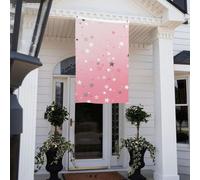 Drapeau d'étoiles roses et blanches de 0,9 x 1,5 m, double face, ne se décolore pas, drapeau de jardin vertical saisonnier avec œillets en laiton, bannière extérieure, toile de fond pour photo