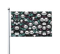 Drapeau d'extérieur avec visage mignon de panda - 91,4 x 152,4 cm - Très grand drapeau imprimé double face - Décoration de jardin