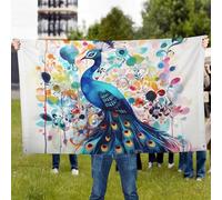 Drapeau d'extérieur coloré paon personnalisé pour toutes les saisons, bannière de jardin robuste avec œillets en laiton, résistante aux intempéries et à la décoloration, décoration de cour pour balcon