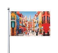 Drapeau d'extérieur de villes denses 91,4 x 152,4 cm - Drapeau extra large imprimé double face pour décoration de jardin
