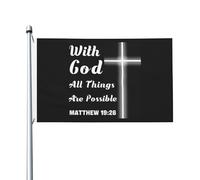 Drapeau d'extérieur décoratif double face « Foi chrétienne, Jésus et Dieu : tout est possible » (90 x 150 cm), résistant à la décoloration, idéal pour le jardin, la chambre ou comme cadeau.