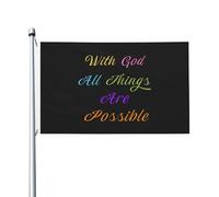 Drapeau d'extérieur décoratif double face « Foi chrétienne, Jésus et Dieu : tout est possible » (90 x 150 cm), résistant à la décoloration, idéal pour le jardin, la chambre ou comme cadeau.