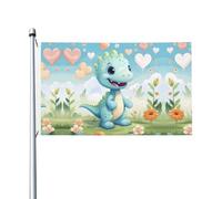 Drapeau d'extérieur dinosaure d'amour 91,4 x 152,4 cm - Drapeau extra large imprimé double face pour décoration de jardin