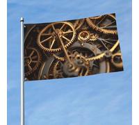 Drapeau d'extérieur double face de 0,9 x 1,5 m avec 2 œillets en laiton - Engrenages steampunk cool - Drapeau de cour toutes saisons - Drapeaux de jardin pour cour, pelouse, décoration extérieure