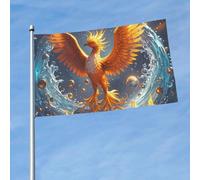 Drapeau d'extérieur double face de 0,9 x 1,5 m avec 2 œillets en laiton, phénix feu et eau, drapeau de cour toutes saisons, drapeaux de bienvenue pour jardin, cour, pelouse, décoration extérieure