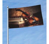 Drapeau d'extérieur double face de 0,9 x 1,5 m avec 2 œillets en laiton pour décoration extérieure de musique, violon, cour, jardin, cour, pelouse, décoration extérieure