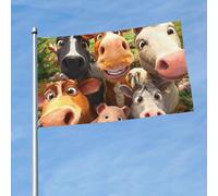 Drapeau d'extérieur double face de 0,9 x 1,5 m - Grande bannière de vacances avec 2 œillets en laiton - Animaux de la ferme - Drapeau de cour - Pour toutes les saisons - Pour jardin, pelouse