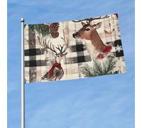 Drapeau d'extérieur double face de 0,9 x 1,5 m - Grande bannière de vacances avec 2 œillets en laiton - Drapeau de buffle à carreaux de buffle - Drapeau de Noël pour toutes les saisons - Drapeaux de