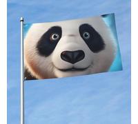 Drapeau d'extérieur double face de 0,9 x 1,5 m - Grande bannière de vacances avec 2 œillets en laiton - Drapeau de cour panda - Pour toutes les saisons - Pour jardin, pelouse, décoration extérieure