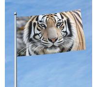 Drapeau d'extérieur double face de 0,9 x 1,5 m - Grande bannière de vacances avec 2 œillets en laiton - Drapeau de cour tigre noir et blanc - Pour toutes les saisons - Pour décoration extérieure