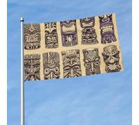 Drapeau d'extérieur double face de 0,9 x 1,5 m - Grande bannière de vacances avec 2 œillets en laiton - Motif vintage Aloha Tiki - Pour toutes les saisons - Pour jardin, cour, pelouse, décoration